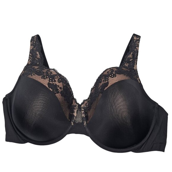 Olga 42C Black Countour Lace Cloud 9 Underwire Lightly lined Bra GF7961a - Picture 1 of 6